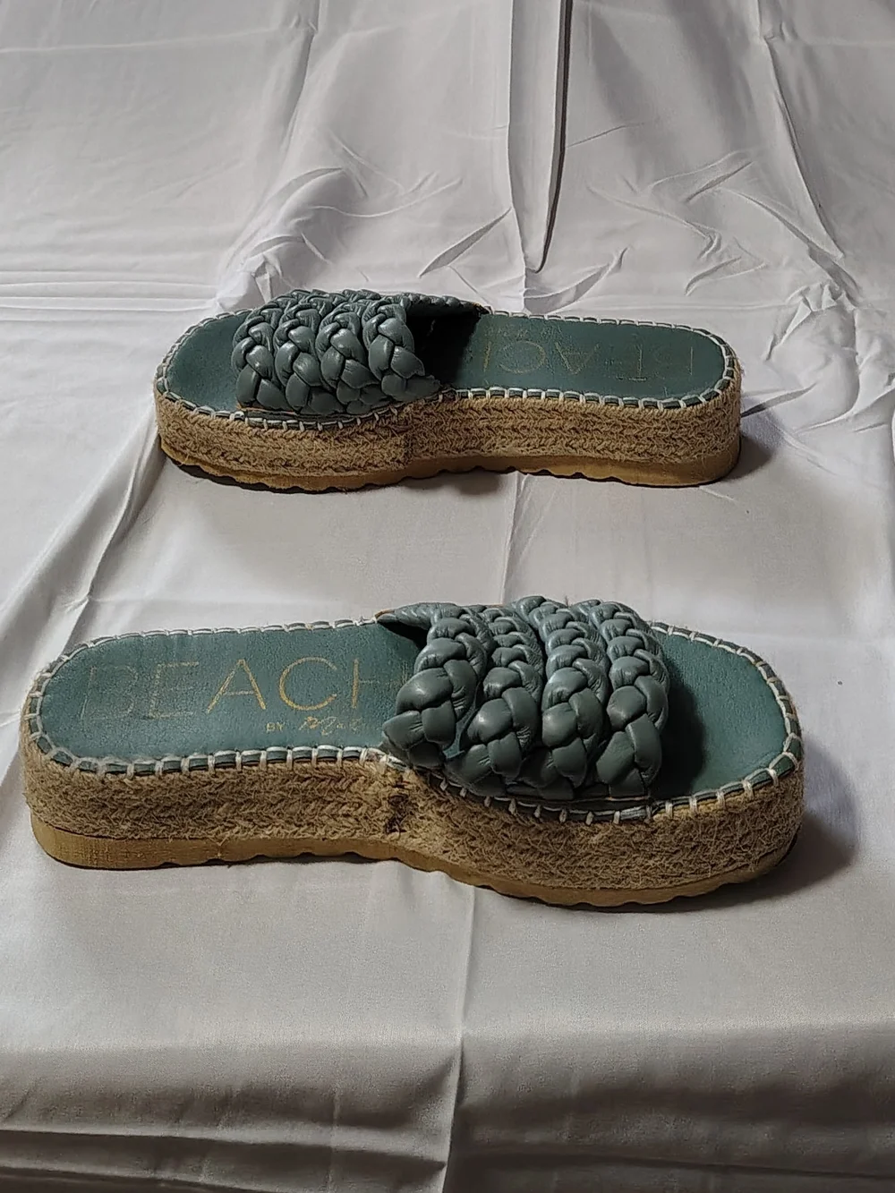 Ladies Size 8 Beachy Whimsical Braided Platform Slide Sandals